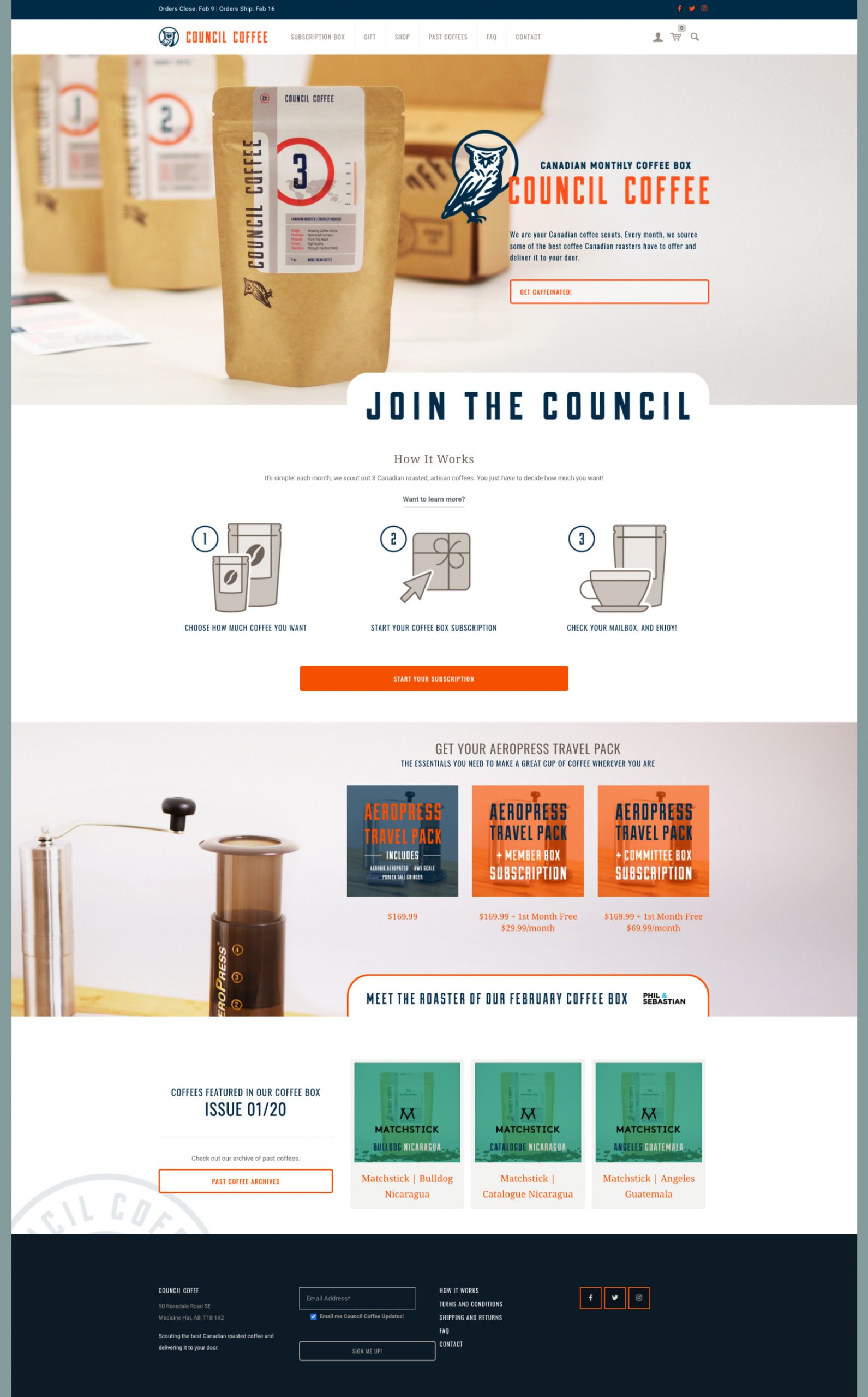 Council Coffee Website Homepage