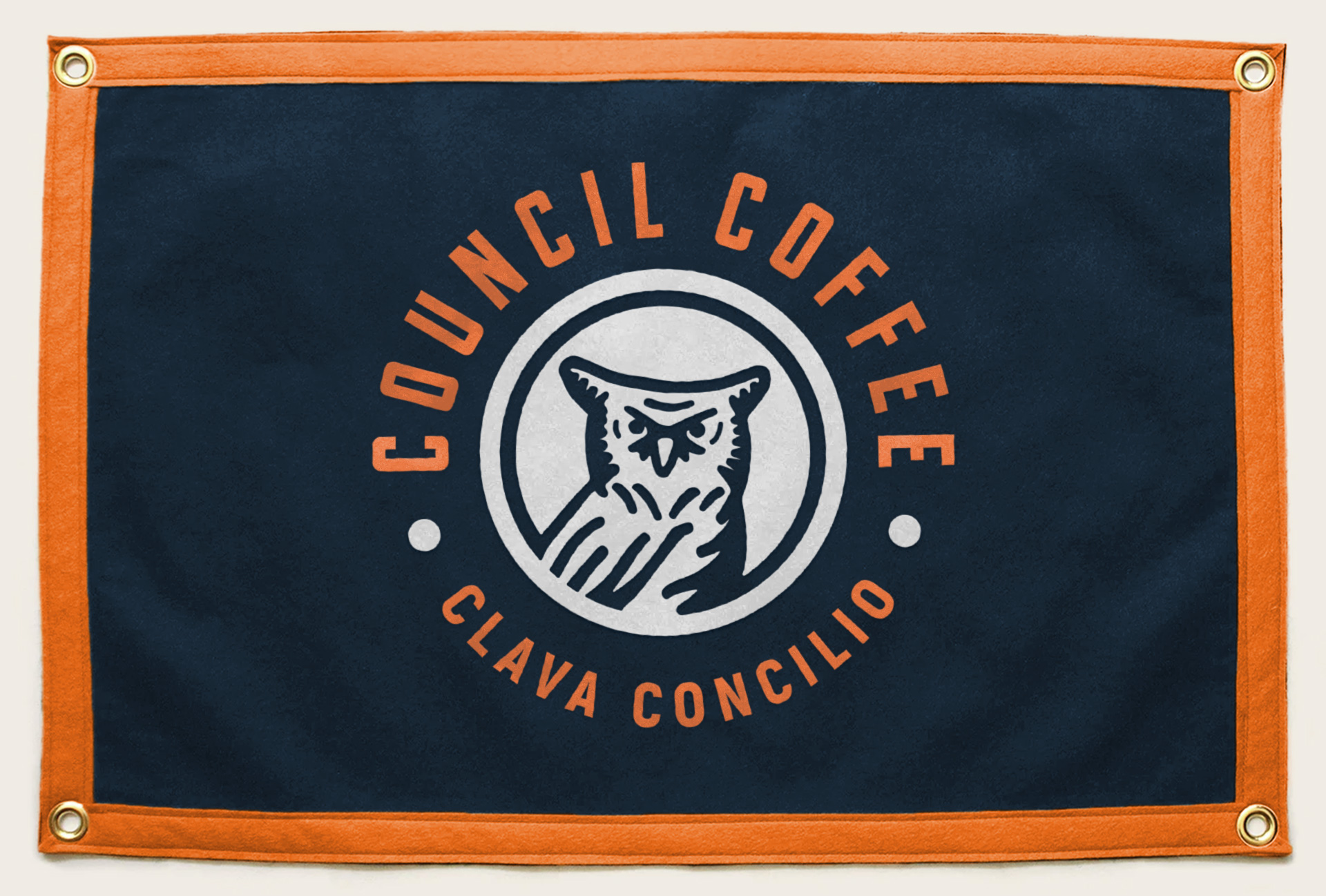 Council Coffee Logo on a felt flag