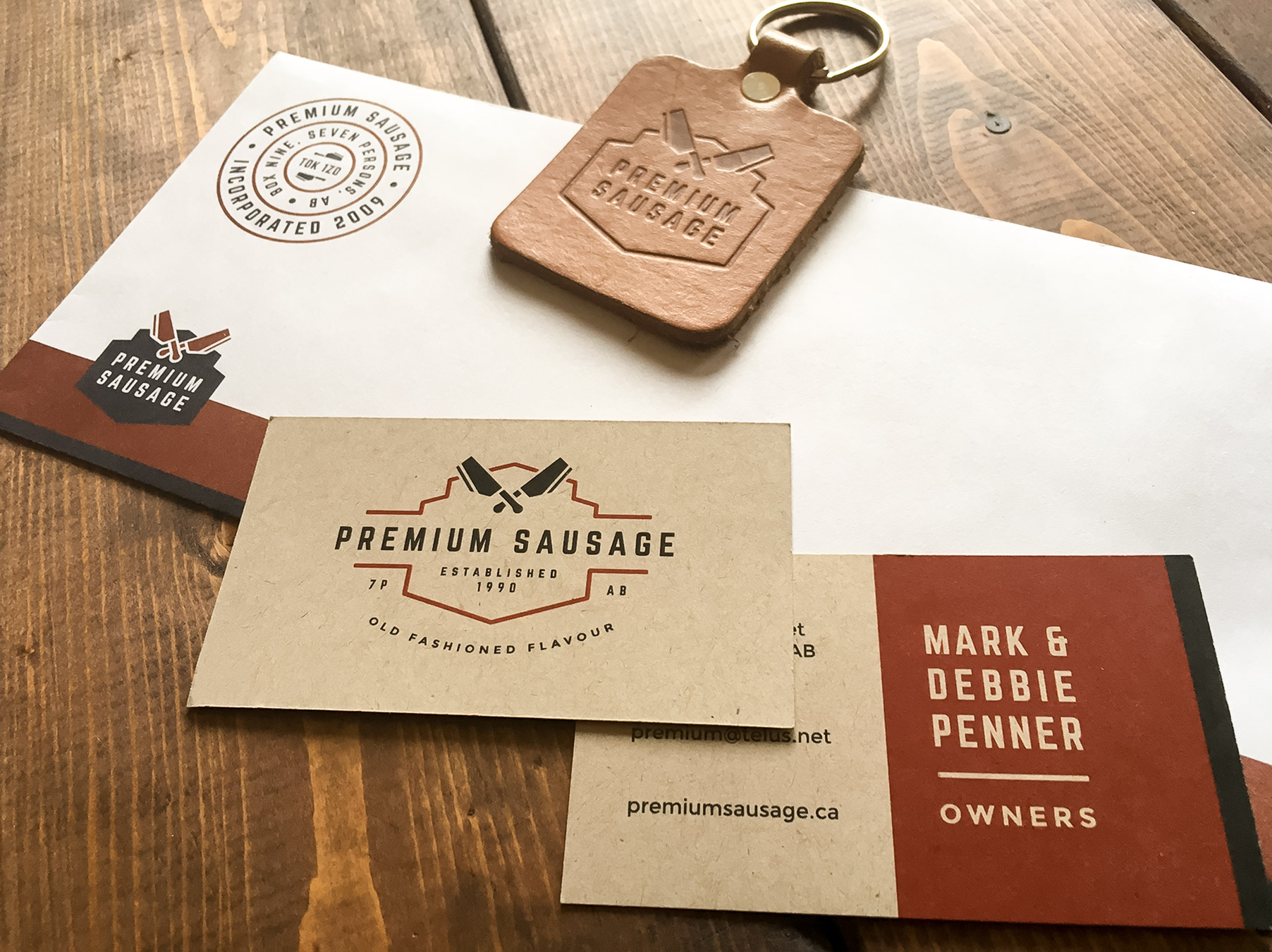 Premium Sausage Envelope, Business Card, and Keychain