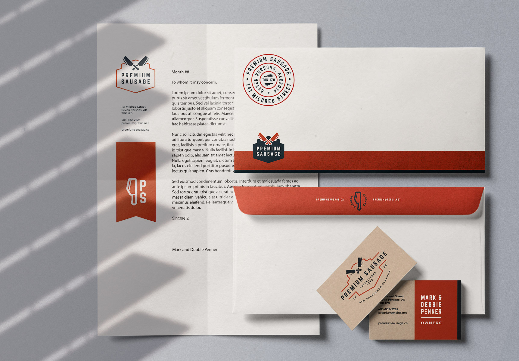 Premium Sausage Stationery Mockup