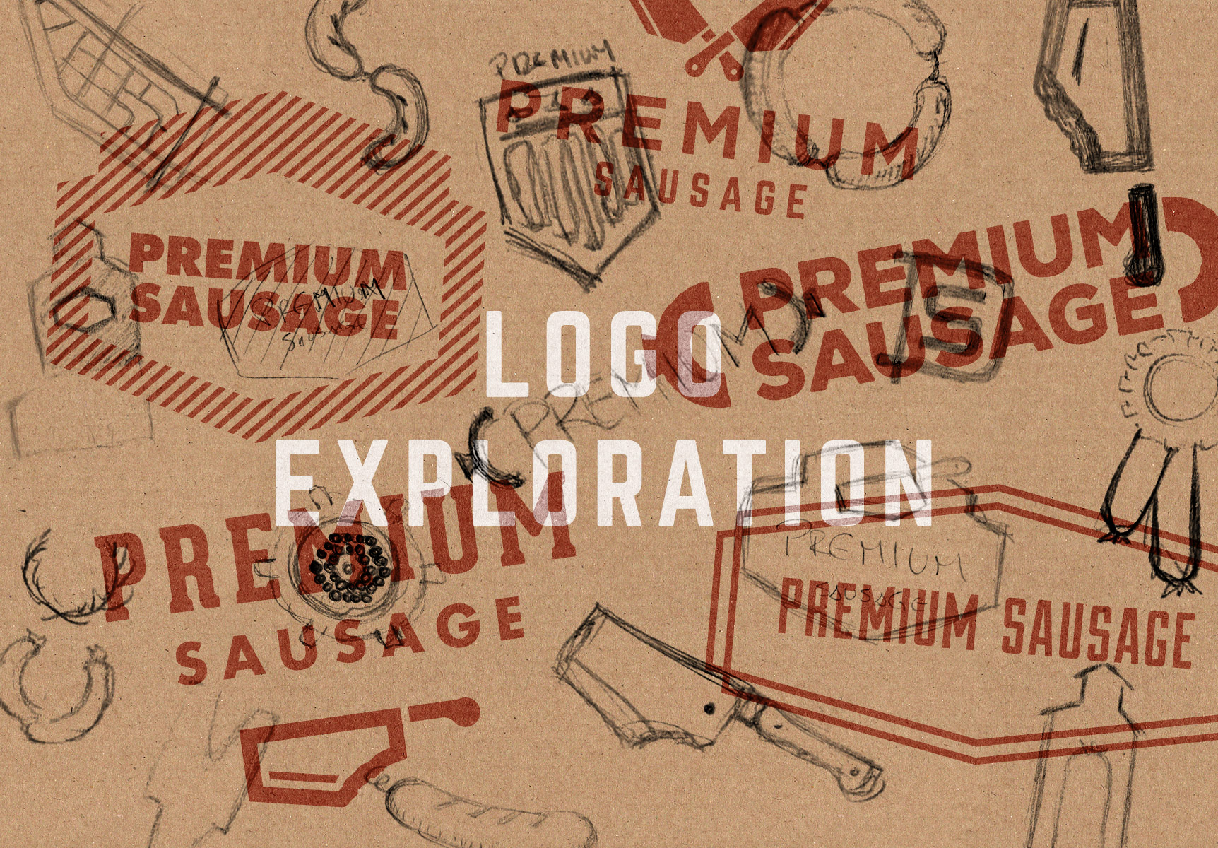 Premium Sausage Logo Exploration Sketches