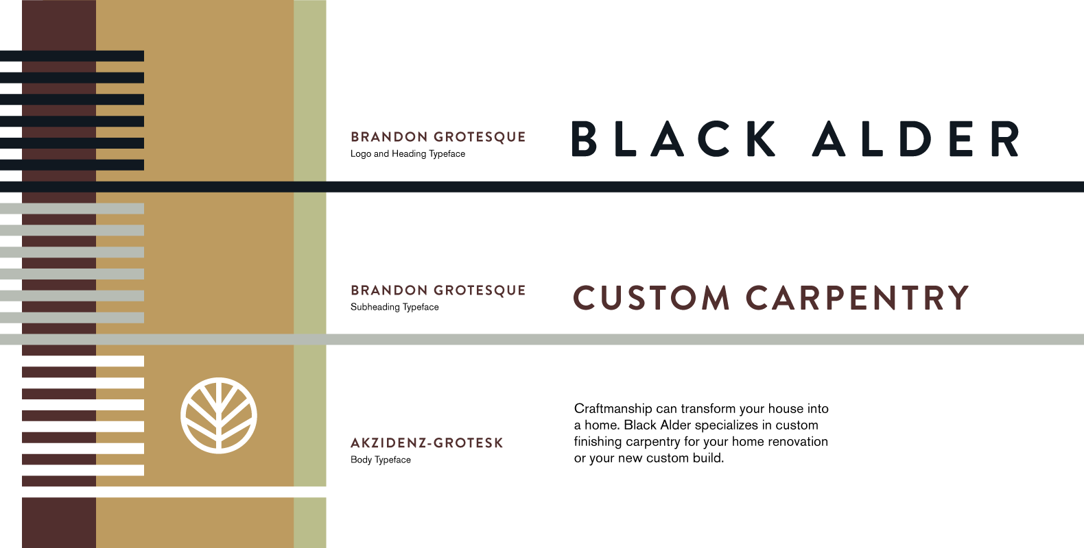 Black Alder Colour Palette and Typography Sample