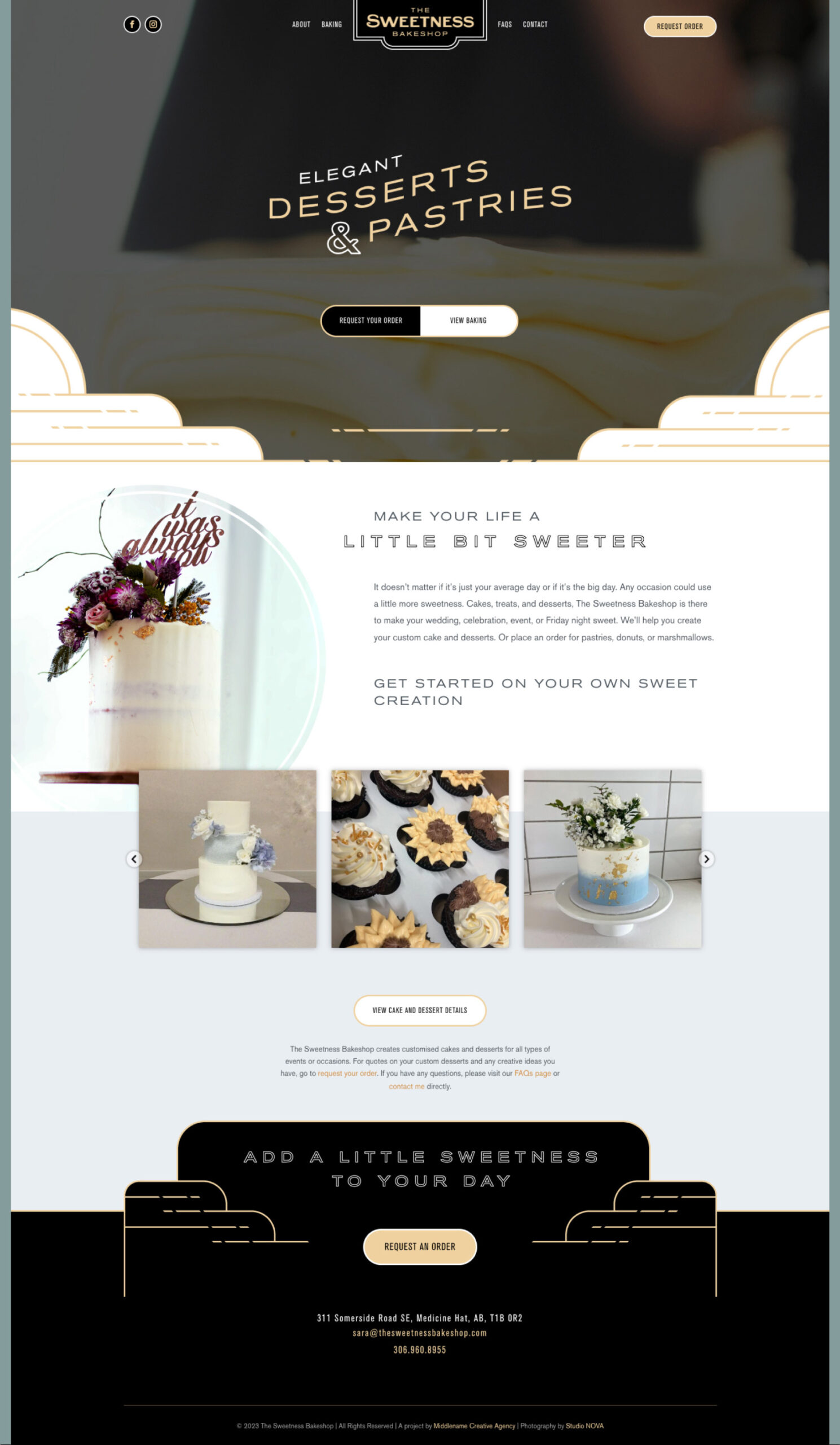 The Sweetness Bakeshop Website Homepage