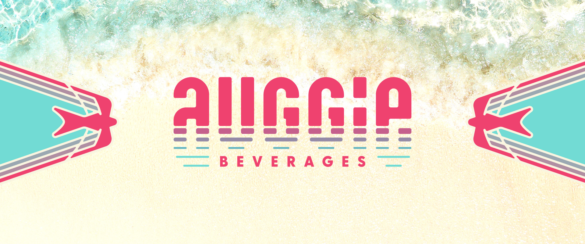 Auggie Beverages Logo and bird icon on the beach