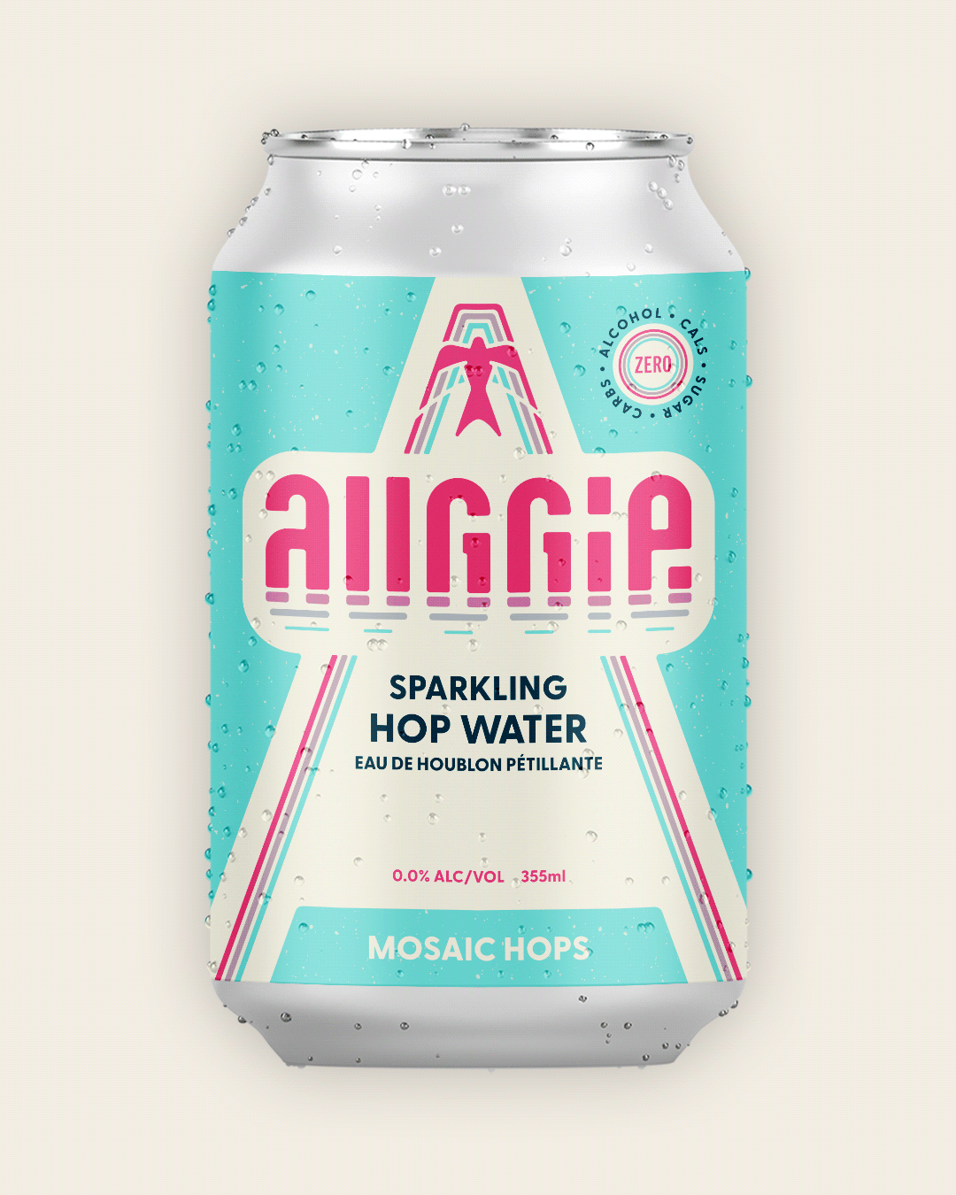 Auggie Sparkling Hop Water: Mosaic Hops aluminum can mockup
