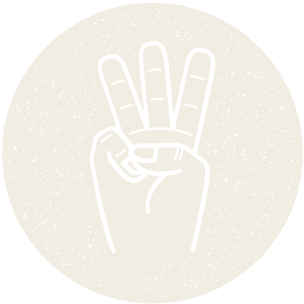 Illustration of hand holding up three fingers