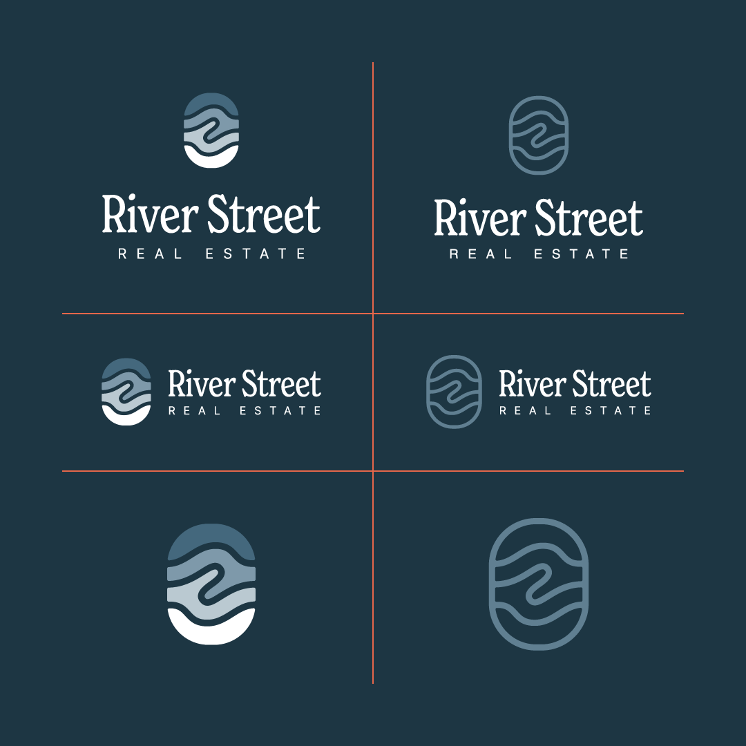 River Street Real Estate Logos on a dark background
