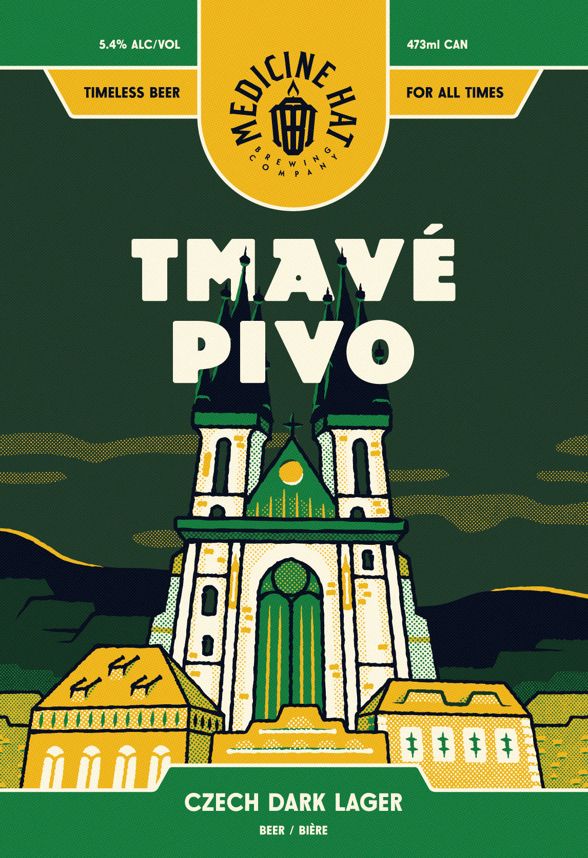 Medicine Hat Brewing Company - Tmave Pivo Czech Dark Lager beer label illustration