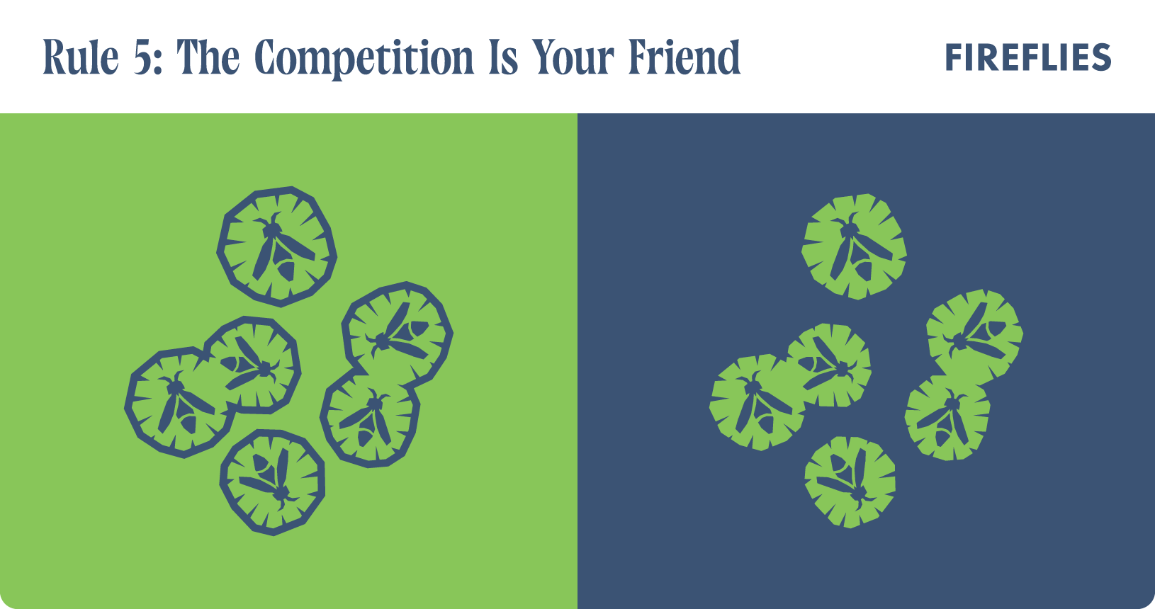 The Damn Rules. Rule 5: The competition is your friend. Fireflies illustration